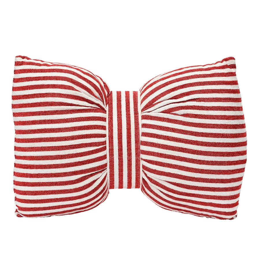 Kerstkussen Strik Gestreept Rood - 60x40 cm