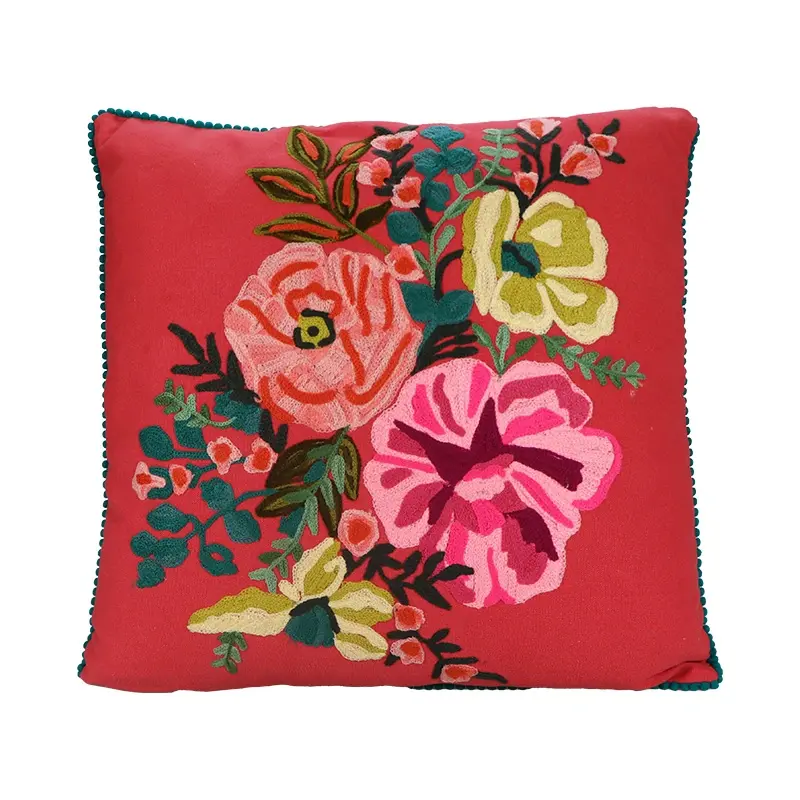 Sierkussen Veldbloemen Roze - 45x45 cm - afbeelding 1