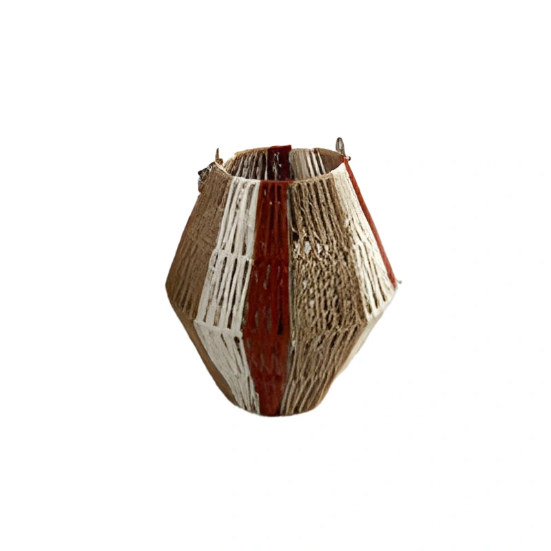 Lantaarn Diamant Rood/Wit Gestreept - 24 cm