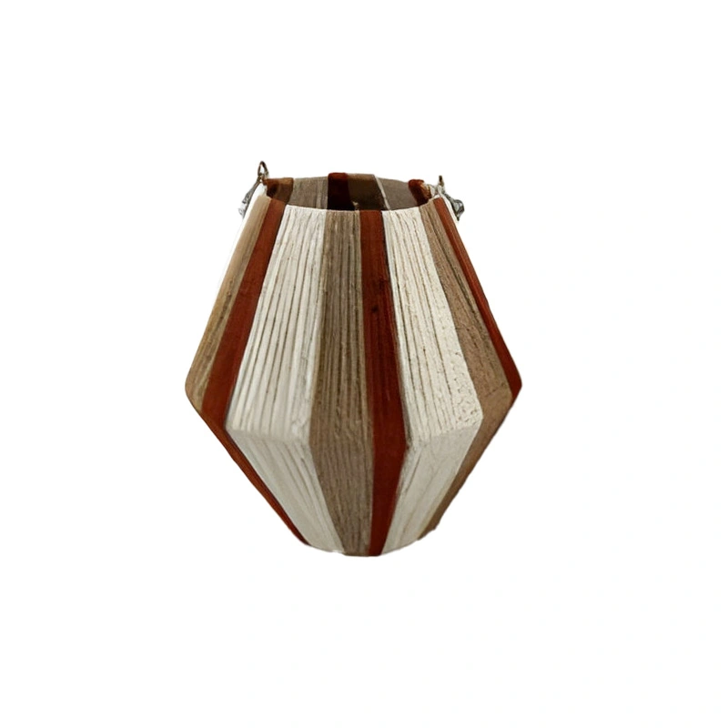 Lantaarn Diamant Rood/Wit Gestreept - 24 cm