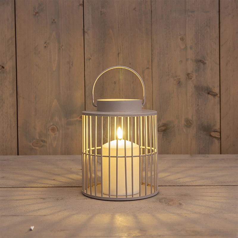 Lantaarn met LED Kaars Zand - Ø15x18 cm