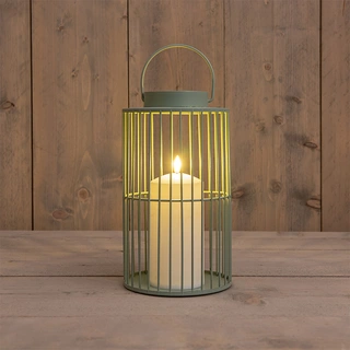 Lantaarn met LED Kaars Olijf - Ø15x26 cm