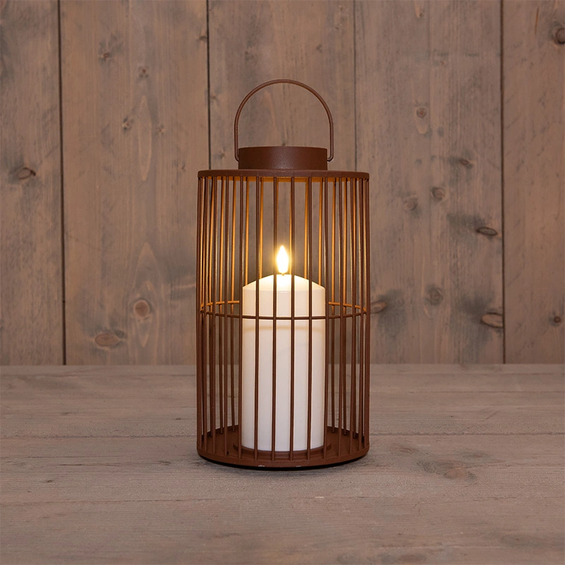 Lantaarn met LED Kaars Terra - Ø15x26 cm