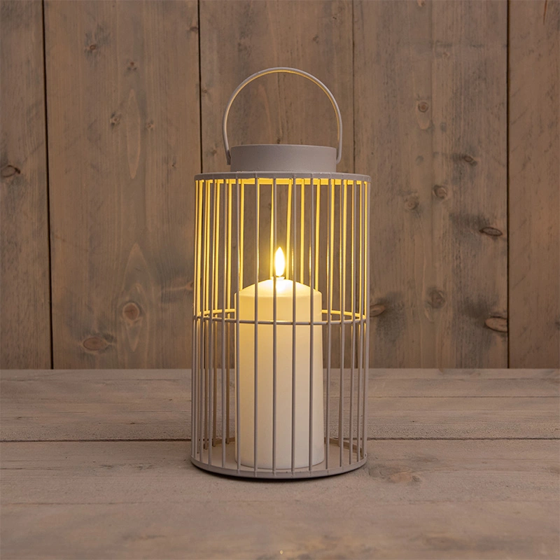Lantaarn met LED Kaars Zand - Ø15x26 cm