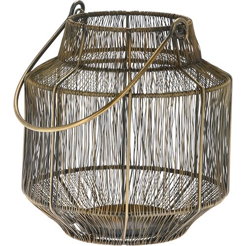 Lantaarn Rond Metaal Draad 21x23 cm - Goud