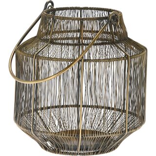 Lantaarn Rond Metaal Draad 21x23 cm - Goud