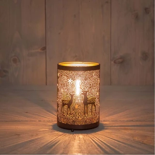 Lantaarn Rendieren Ø18,5x13 cm - Zwart/Goud