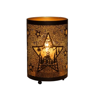 LED Lantaarn Ster Ø10,5x16 cm - Zwart/Goud - afbeelding 2