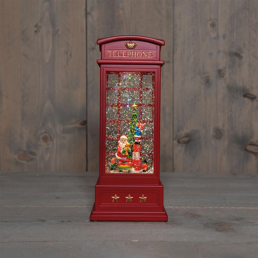 LED Telfooncel met Trein in Glitterwater - 10,5x10,5x25 cm