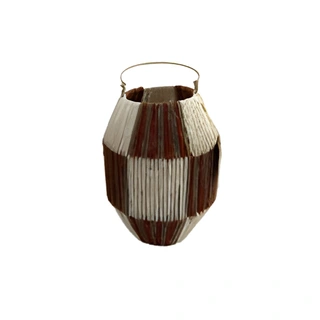 Lantaarn Tonvormig Bruin/Wit - 25 cm