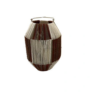 Lantaarn Tonvormig Bruin/Wit - 30 cm