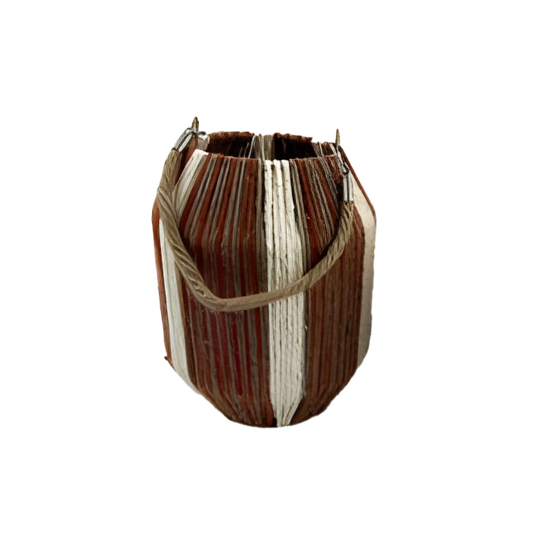 Lantaarn Tonvormig Rood/Wit Streep - 24 cm