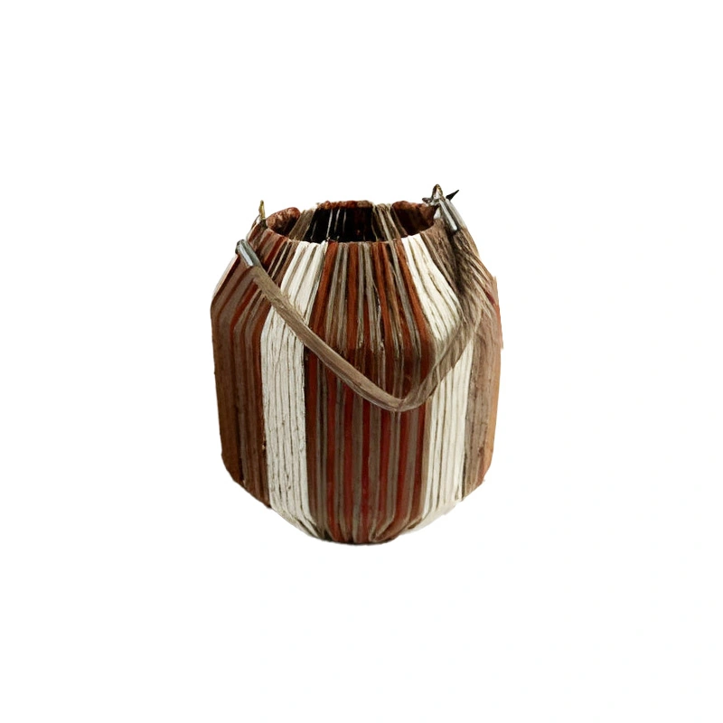 Lantaarn Tonvormig Rood/Wit Streep - 20 cm