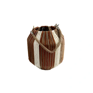 Lantaarn Tonvormig Rood/Wit Streep - 20 cm | De Boet