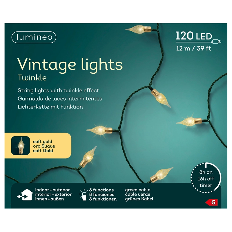LED Boomverlichting Retro Zachtgoud - 1190 cm - afbeelding 3