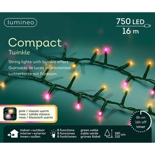 LED Compact Kerstboomverlichting Oranje/Roze - 16 m - afbeelding 6