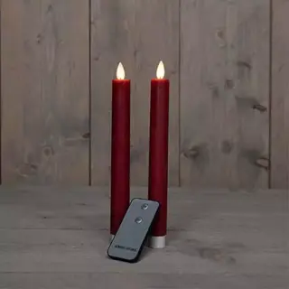 LED Dinerkaarsen Rustiek Bordeaux 23 cm - 2 st.