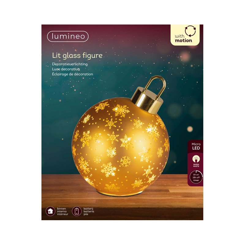 LED Draaiende Kerstbal Goud - 23 cm - afbeelding 3