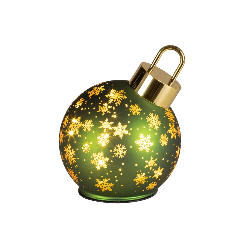 LED Draaiende Kerstbal Groen - 18 cm - afbeelding 2