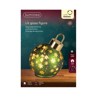 LED Draaiende Kerstbal Groen - 18 cm - afbeelding 3