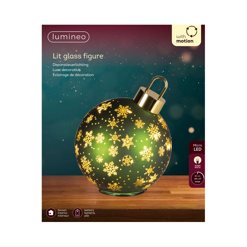LED Draaiende Kerstbal Groen - 23 cm - afbeelding 3
