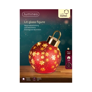 LED Draaiende Kerstbal Rood - 18 cm - afbeelding 3
