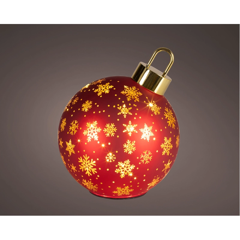 LED Draaiende Kerstbal Rood - 23 cm - afbeelding 1