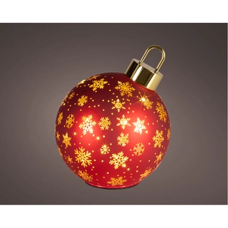 LED Draaiende Kerstbal Rood - 23 cm - afbeelding 1