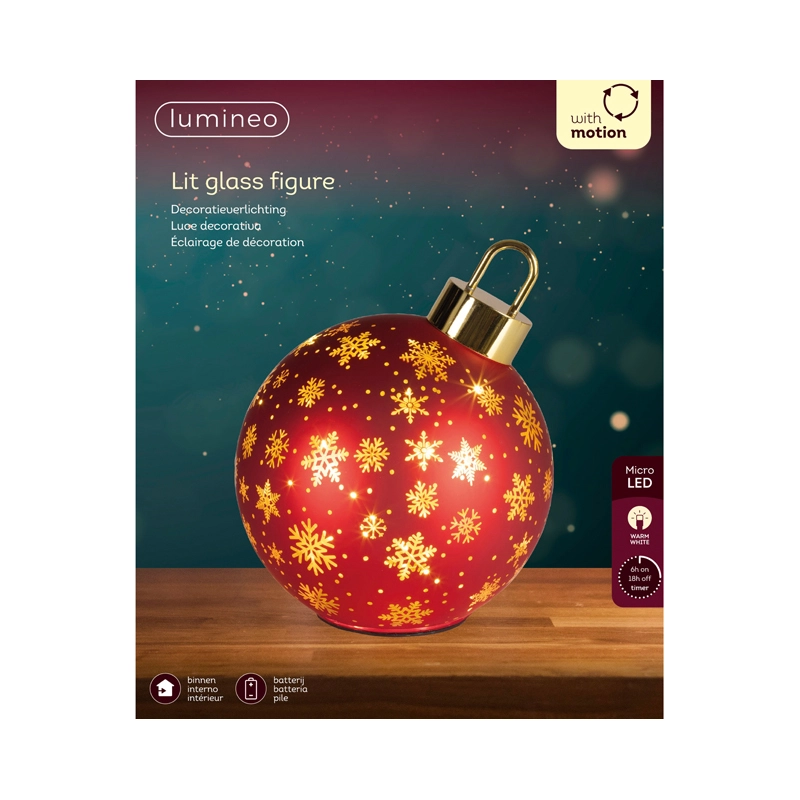 LED Draaiende Kerstbal Rood - 23 cm - afbeelding 3