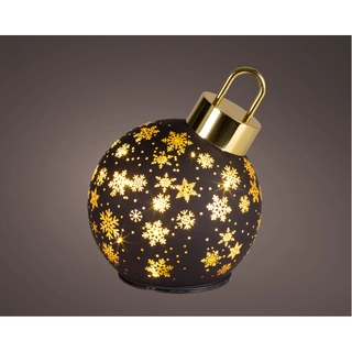 LED Draaiende Kerstbal Zwart - 18 cm