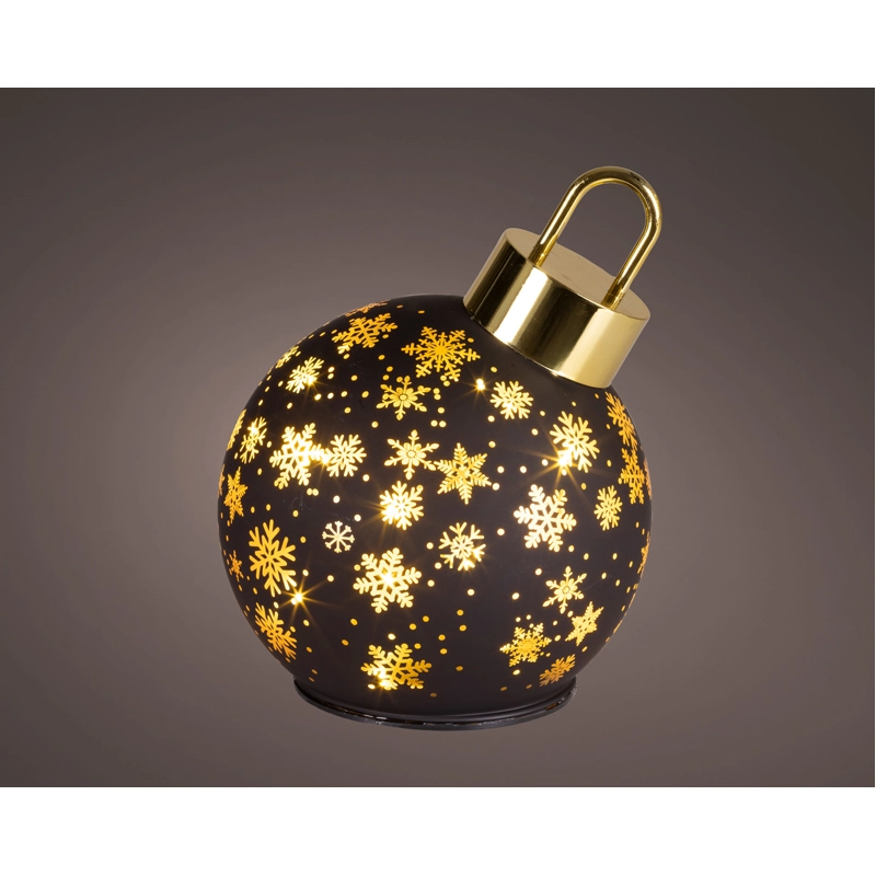 LED Draaiende Kerstbal Zwart - 18 cm - afbeelding 1