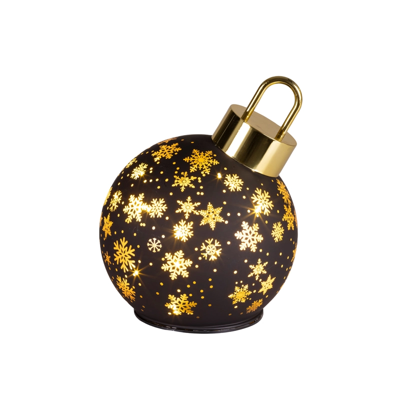 LED Draaiende Kerstbal Zwart - 18 cm - afbeelding 2
