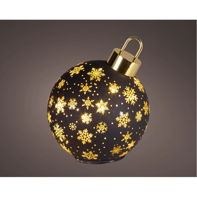 LED Draaiende Kerstbal Zwart - 23 cm - afbeelding 1