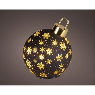 LED Draaiende Kerstbal Zwart - 23 cm - afbeelding 1