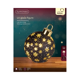 LED Draaiende Kerstbal Zwart - 23 cm - afbeelding 3