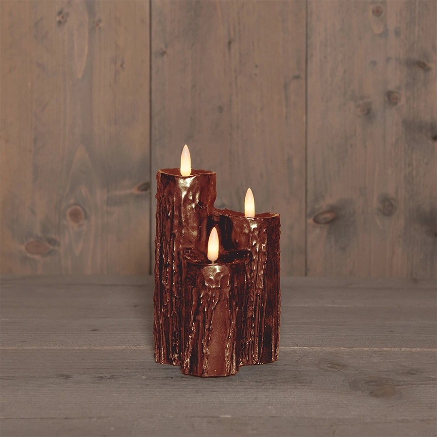 LED Druipkaars Bundel Brons - Ø11x16,5 cm - afbeelding 1