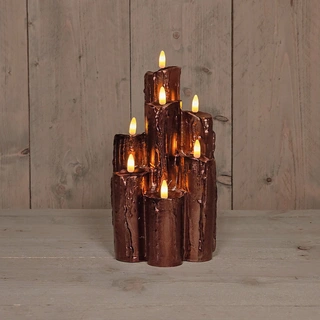 LED Druipkaars Bundel Brons - Ø15x25,5 cm - afbeelding 1