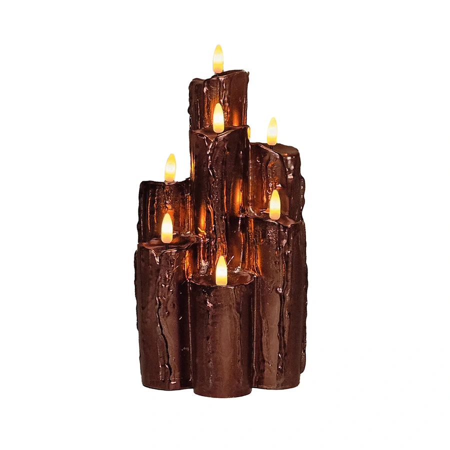 LED Druipkaars Bundel Brons - Ø15x25,5 cm - afbeelding 2