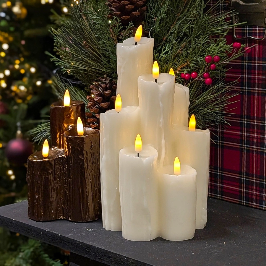 LED Druipkaars Bundel Ivoor - Ø15x25,5 cm - afbeelding 3