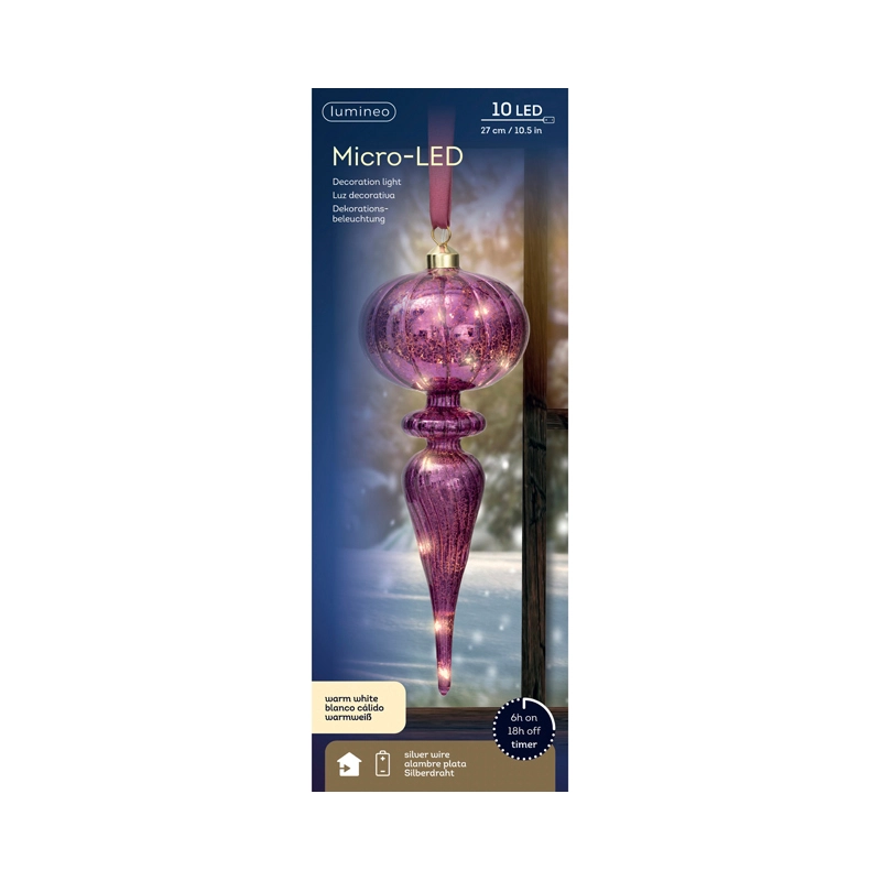 LED Glashanger Roze Warm Wit - 27 cm - afbeelding 3