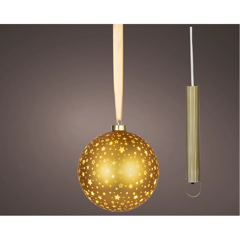 LED Glasornament Goud Warm Wit - 14 cm - afbeelding 1