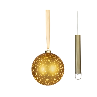 LED Glasornament Goud Warm Wit - 14 cm - afbeelding 2