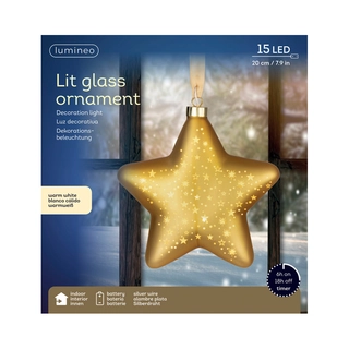 LED Glasornament Goud Warm Wit - 19 cm - afbeelding 3