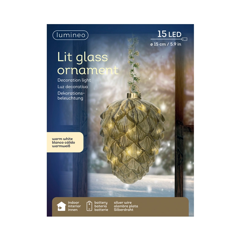 LED Glasornament Groen Warm Wit - 21 cm - afbeelding 4
