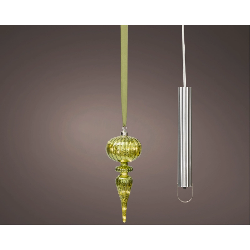 LED Glasornament Groen Warm Wit - 27 cm - afbeelding 1