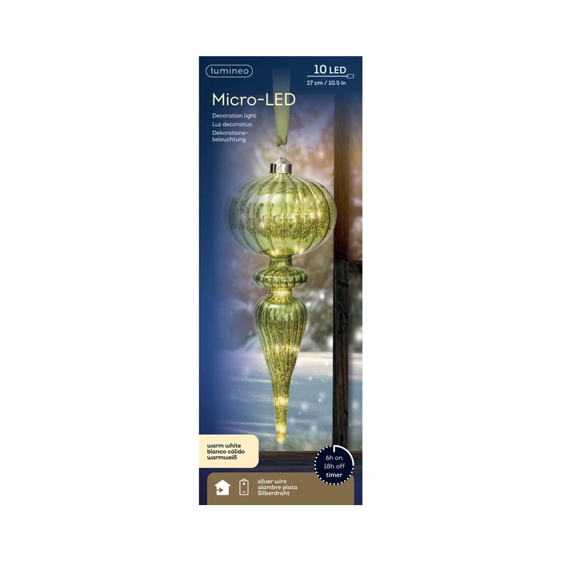 LED Glasornament Groen Warm Wit - 27 cm - afbeelding 3