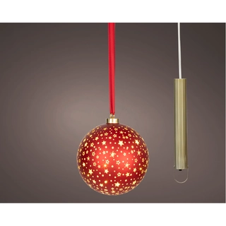 LED Glasornament Rood Warm Wit - 14 cm