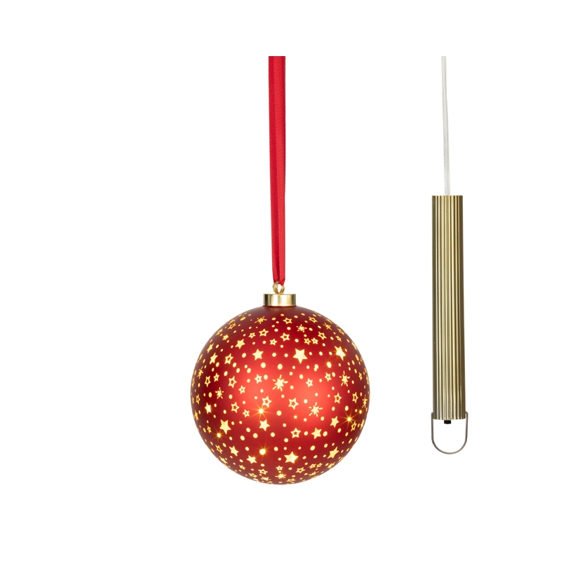 LED Glasornament Rood Warm Wit - 14 cm - afbeelding 2