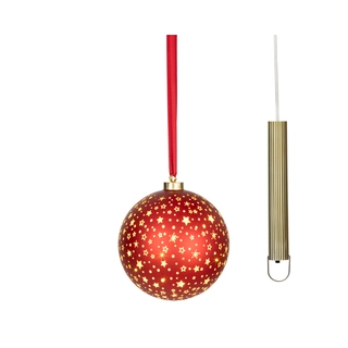 LED Glasornament Rood Warm Wit - 14 cm - afbeelding 2