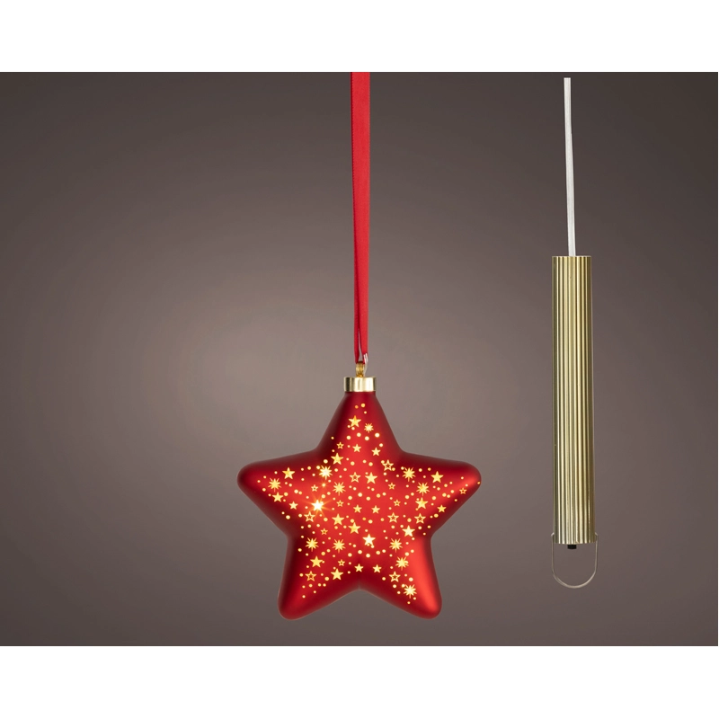 LED Glasornament Rood Warm Wit - 19 cm - afbeelding 1